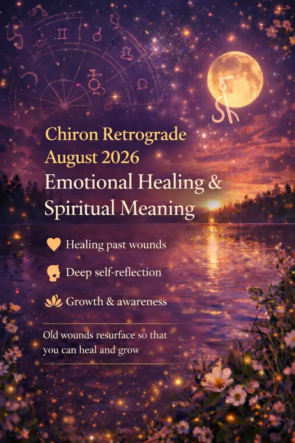 Chiron retrograde August 2026 astrology image representing emotional healing, reflection, and spiritual growth