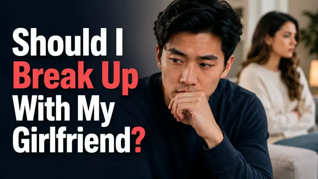 Thoughtful man questioning whether he should break up with his girlfriend.