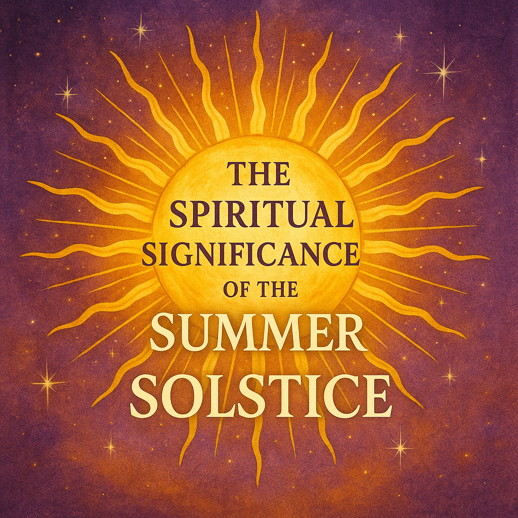 Golden sun artwork representing the spiritual significance of the Summer Solstice
