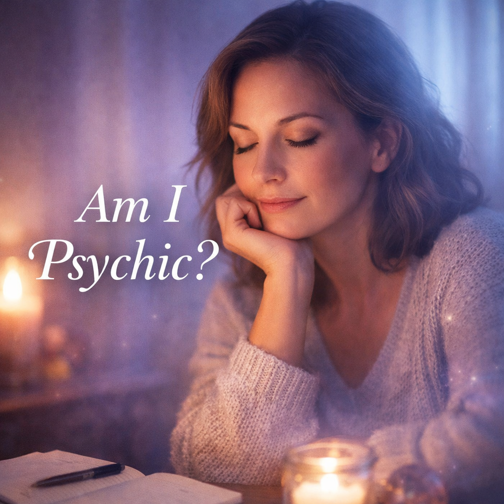 Woman in a calm, introspective moment by candlelight symbolizing intuitive awareness and wondering if she is psychic