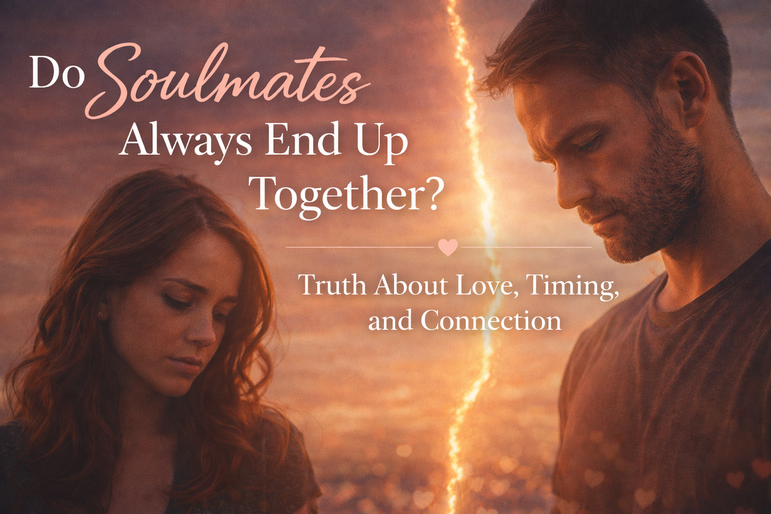 Couple separated emotionally at sunset symbolizing soulmate connection, love, and the question of whether soulmates always end up together