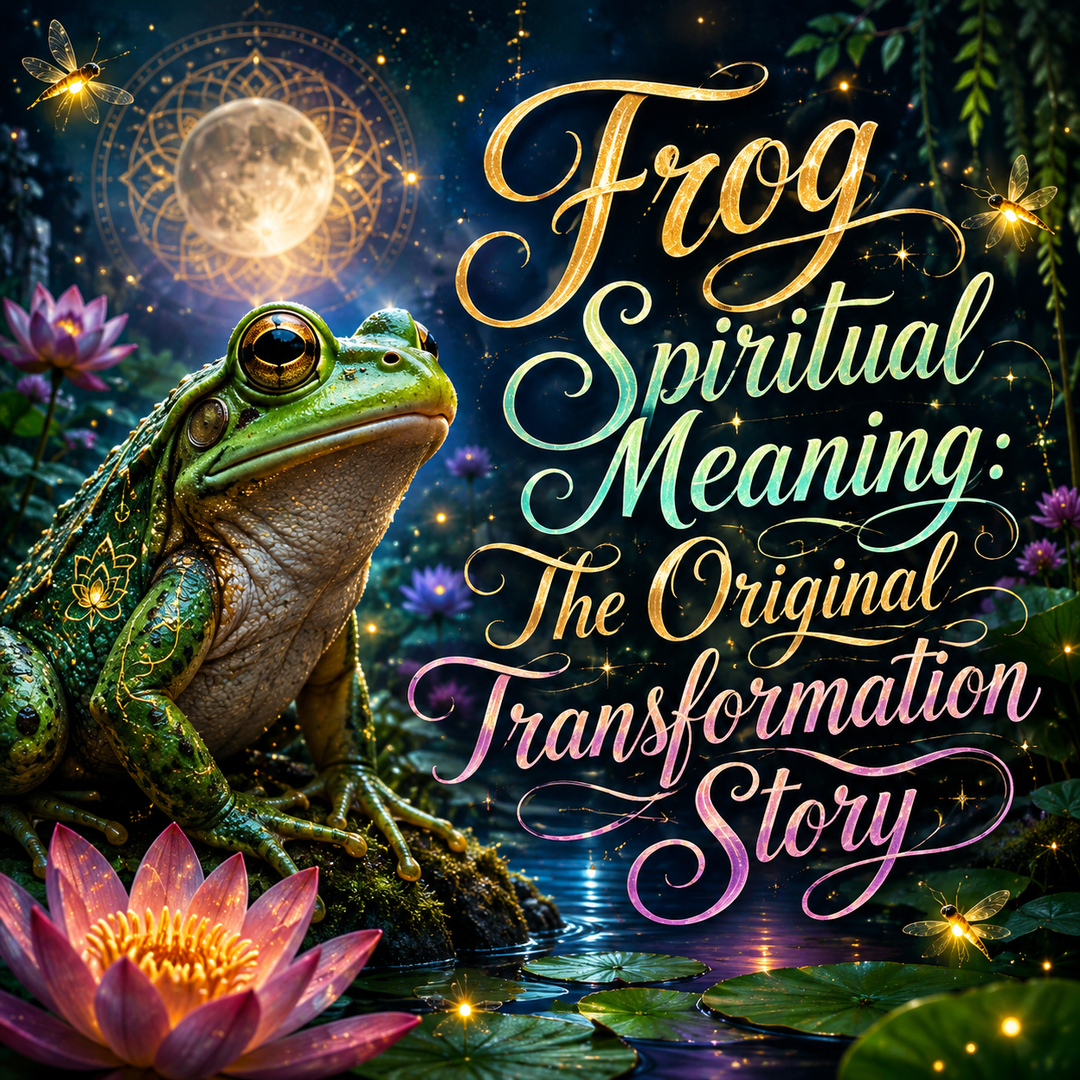 Frog spiritual meaning illustration showing a frog as a symbol of transformation, renewal, adaptability, growth, and new beginnings.