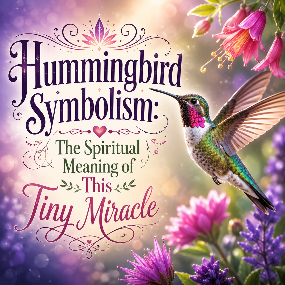 Hummingbird symbolism illustration showing a hummingbird as a spiritual symbol of joy, resilience, adaptability, hope, and appreciating life’s small moments.