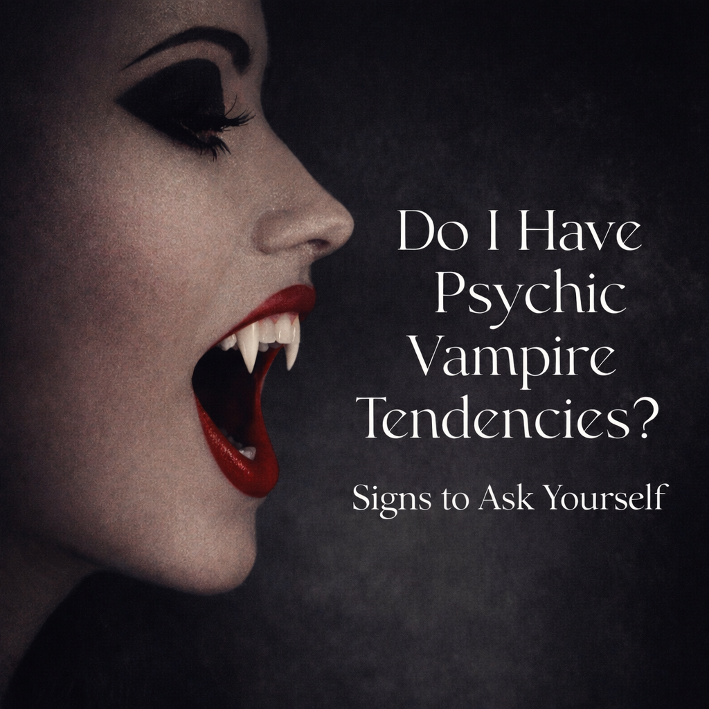 woman with vampire fangs symbolizing psychic vampire tendencies and self awareness about draining energy in relationships