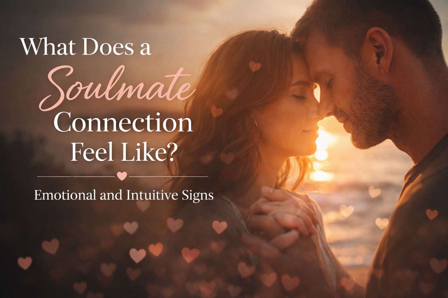 Romantic couple holding hands at sunset symbolizing what a soulmate connection feels like with emotional and intuitive signs of love