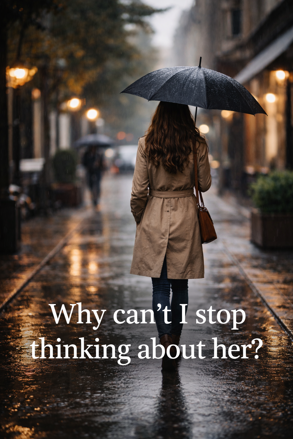 Woman walking away on a rainy street symbolizing emotional distance and unresolved feelings in a relationship