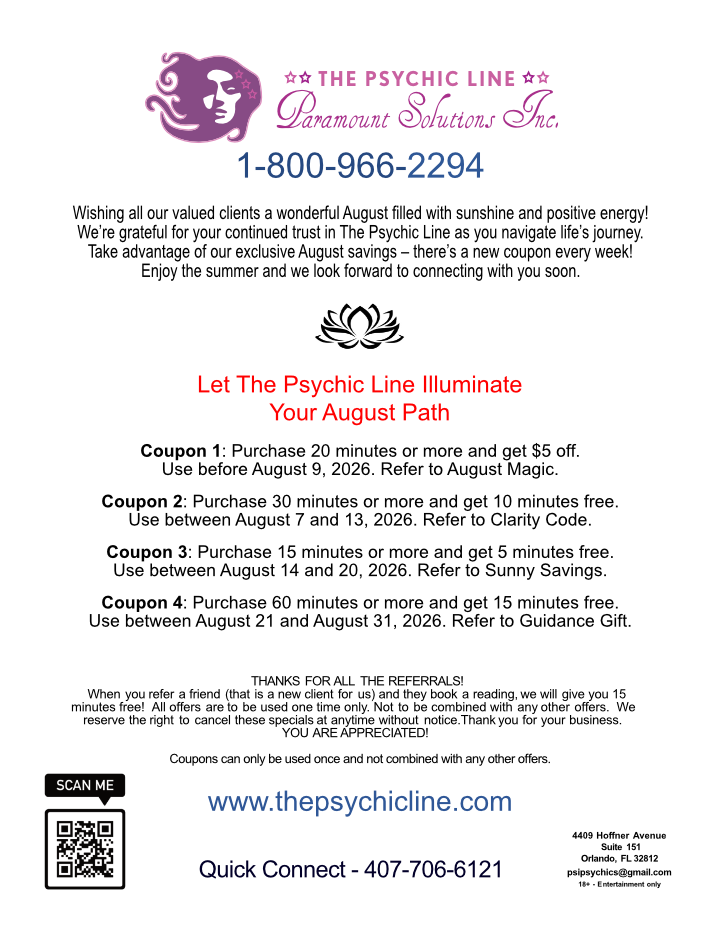 August Psychic Line Specials