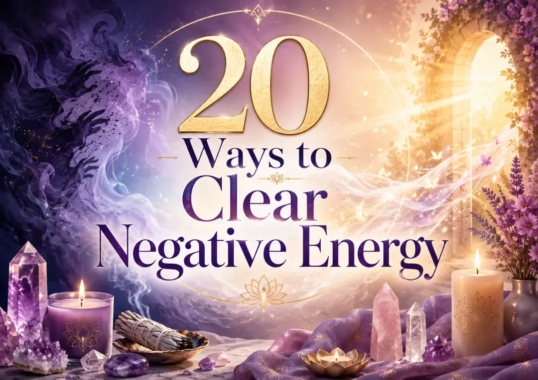 20 ways to clear negative energy with crystals, candles, cleansing smoke, and bright spiritual light.