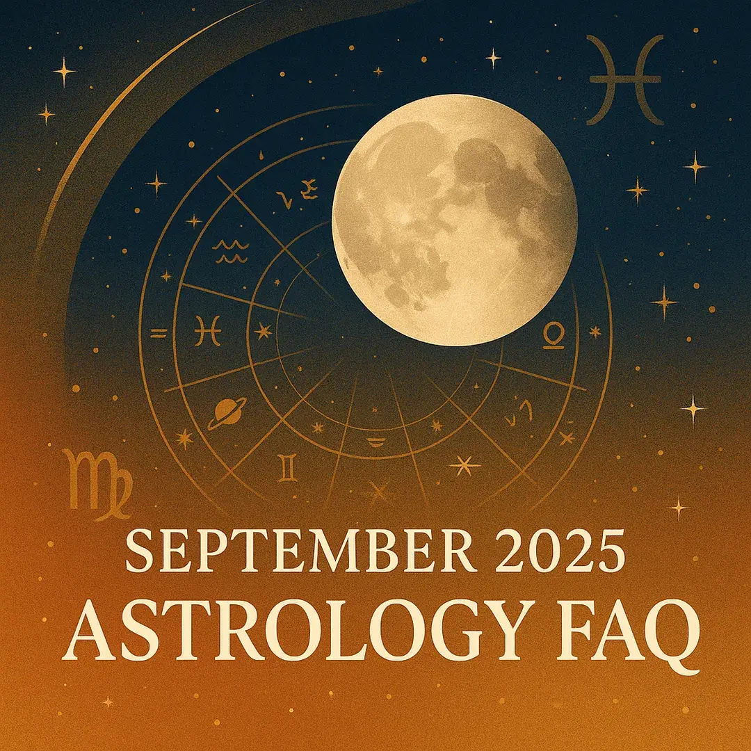 September 2025 astrology events including total lunar eclipse in Pisces, partial solar eclipse in Virgo, Saturn retrograde, Mercury cazimi, Mars squares, and autumn equinox