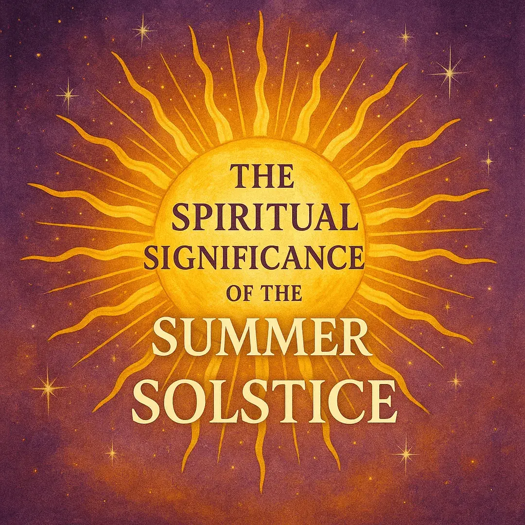 Golden sun artwork representing the spiritual significance of the Summer Solstice