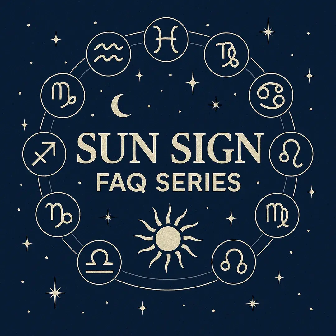 Zodiac wheel illustration with all 12 astrological sun signs in glowing gold, set against a cosmic starry background, promoting sun sign personality insights
