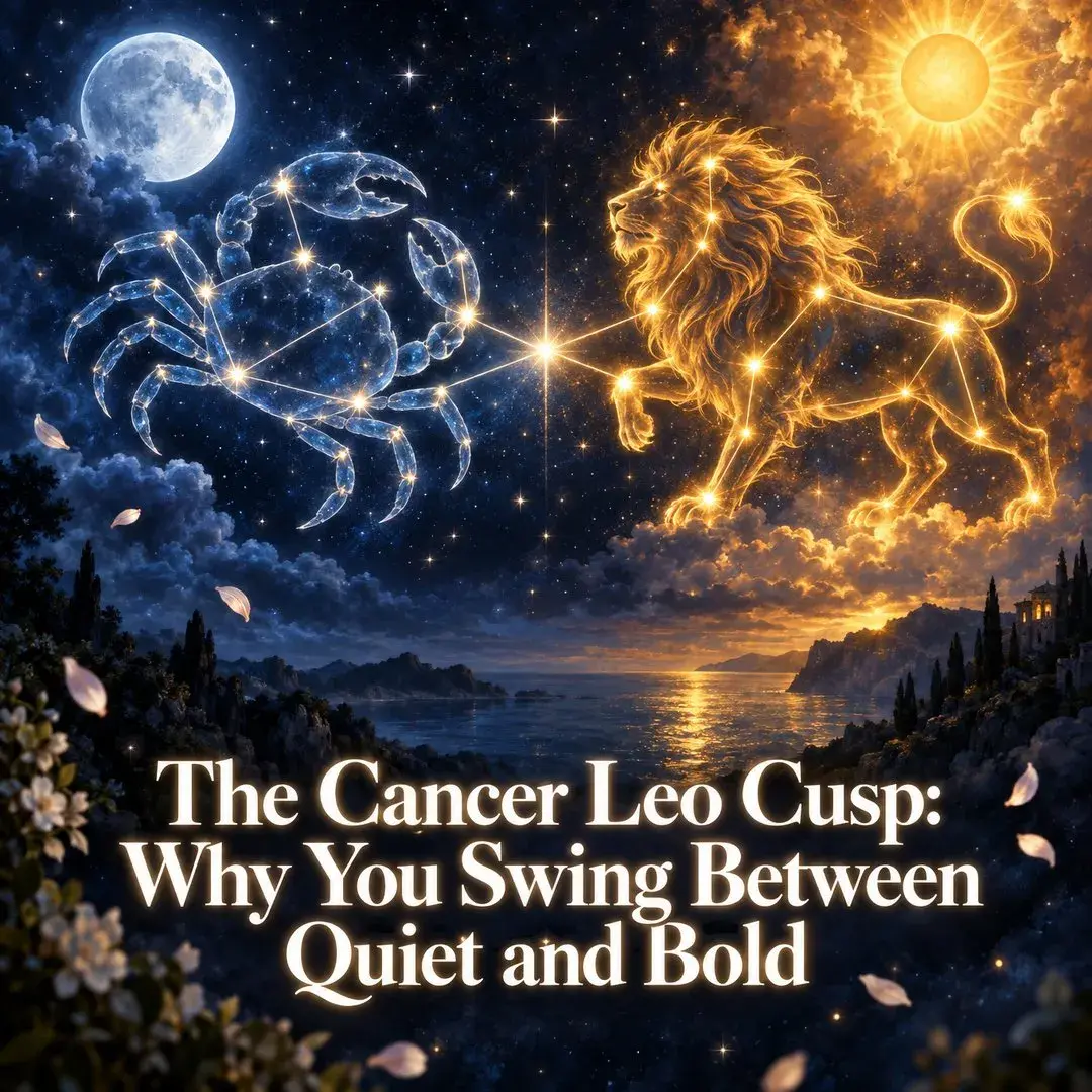 Cancer and Leo constellations with moon and sun