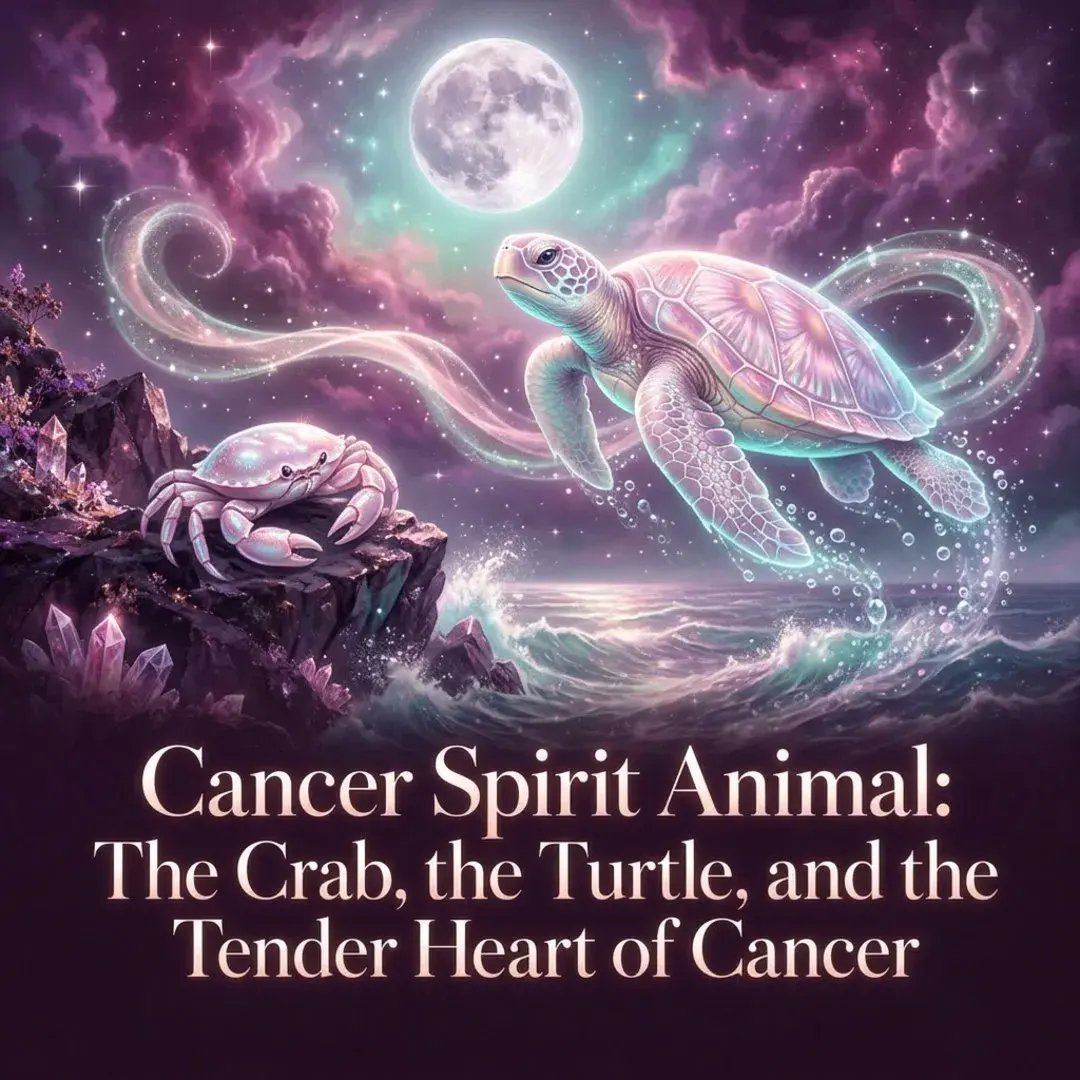 Glowing sea turtle and crab under a full moon