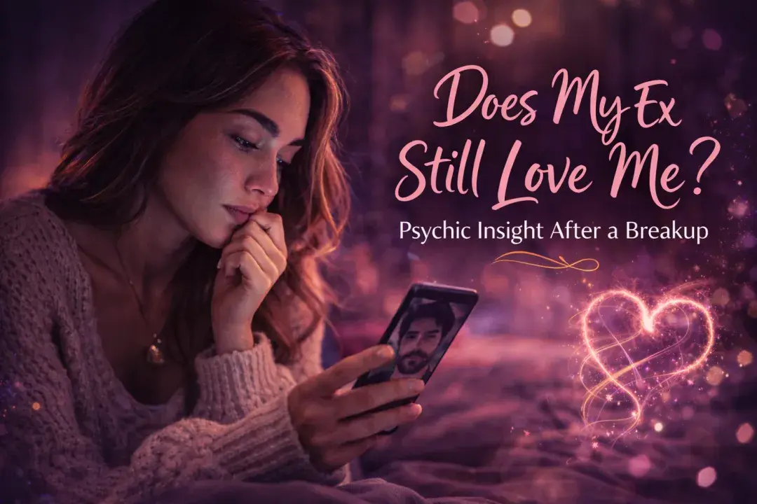 Woman looking at her phone wondering if her ex still loves her after a breakup