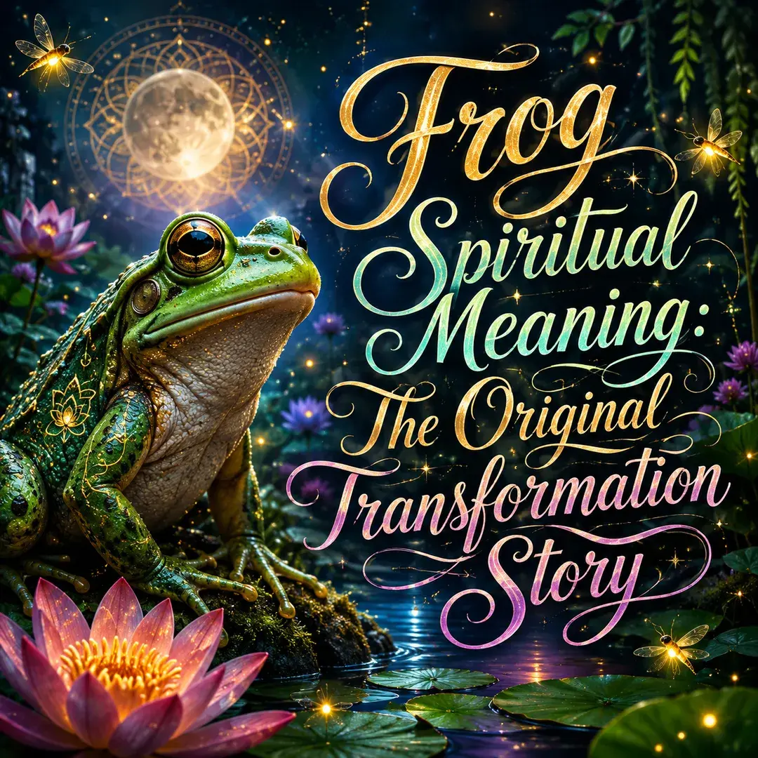Frog spiritual meaning illustration showing a frog as a symbol of transformation, renewal, adaptability, growth, and new beginnings.
