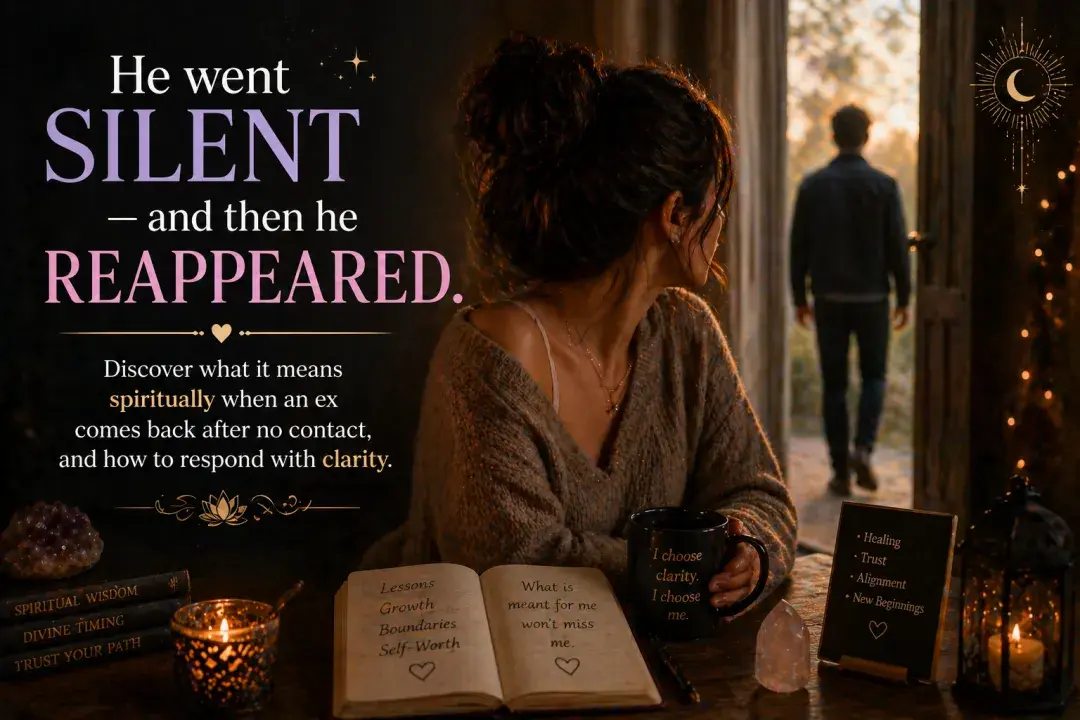 Woman watching her ex walk away after no contact, symbolizing emotional distance, spiritual reconnection, and clarity after separation