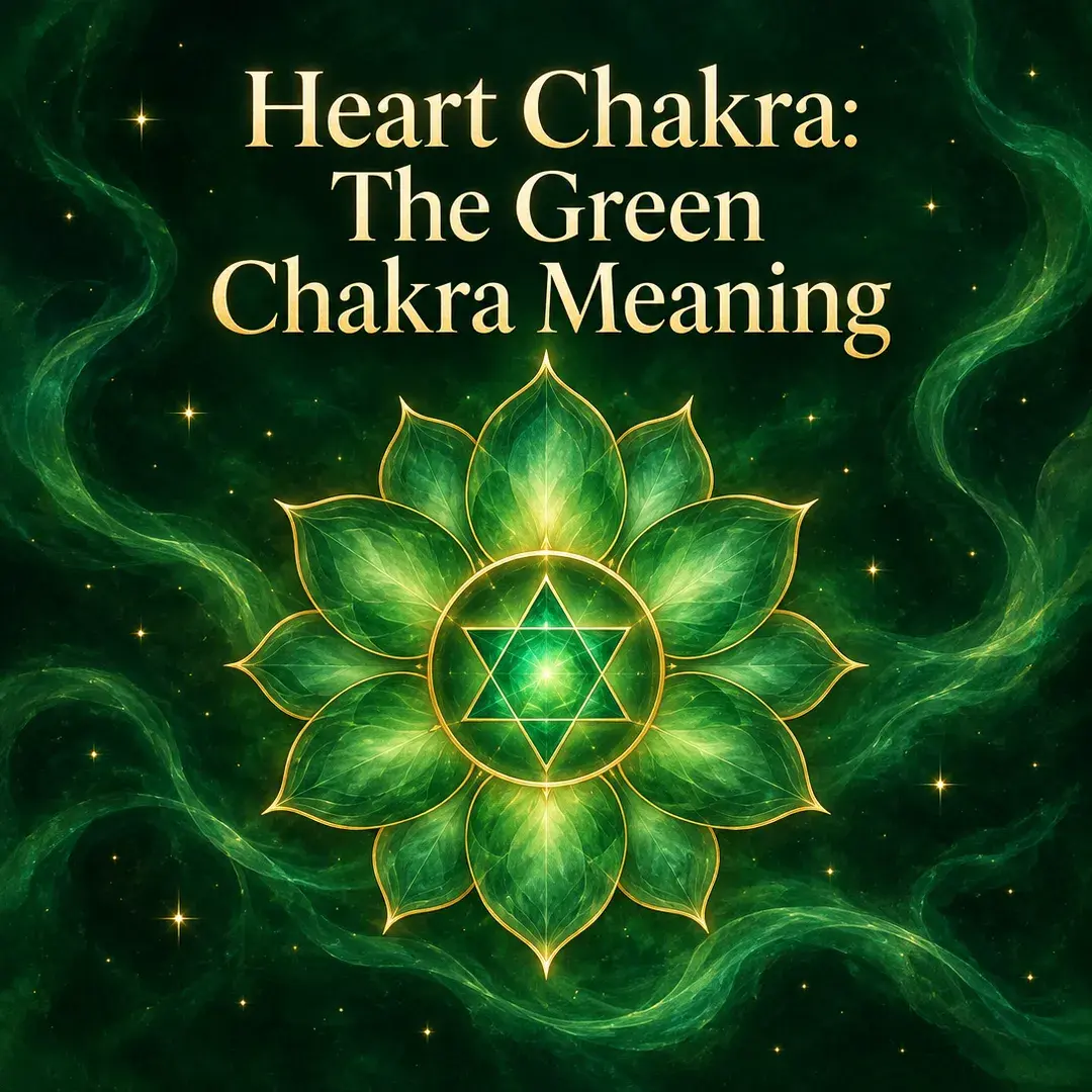 Glowing green lotus with a six pointed star at its center