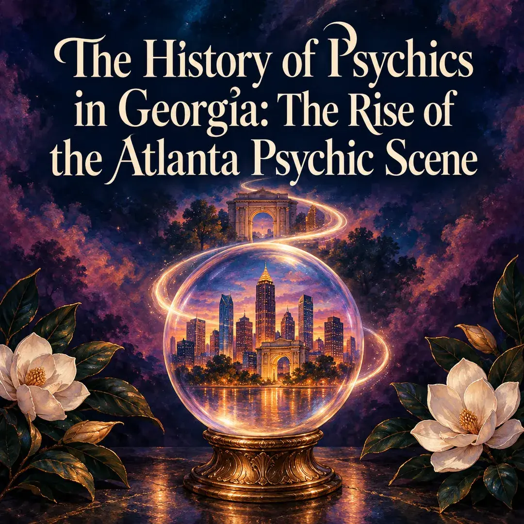 Georgia peach and crystal ball before the Atlanta skyline