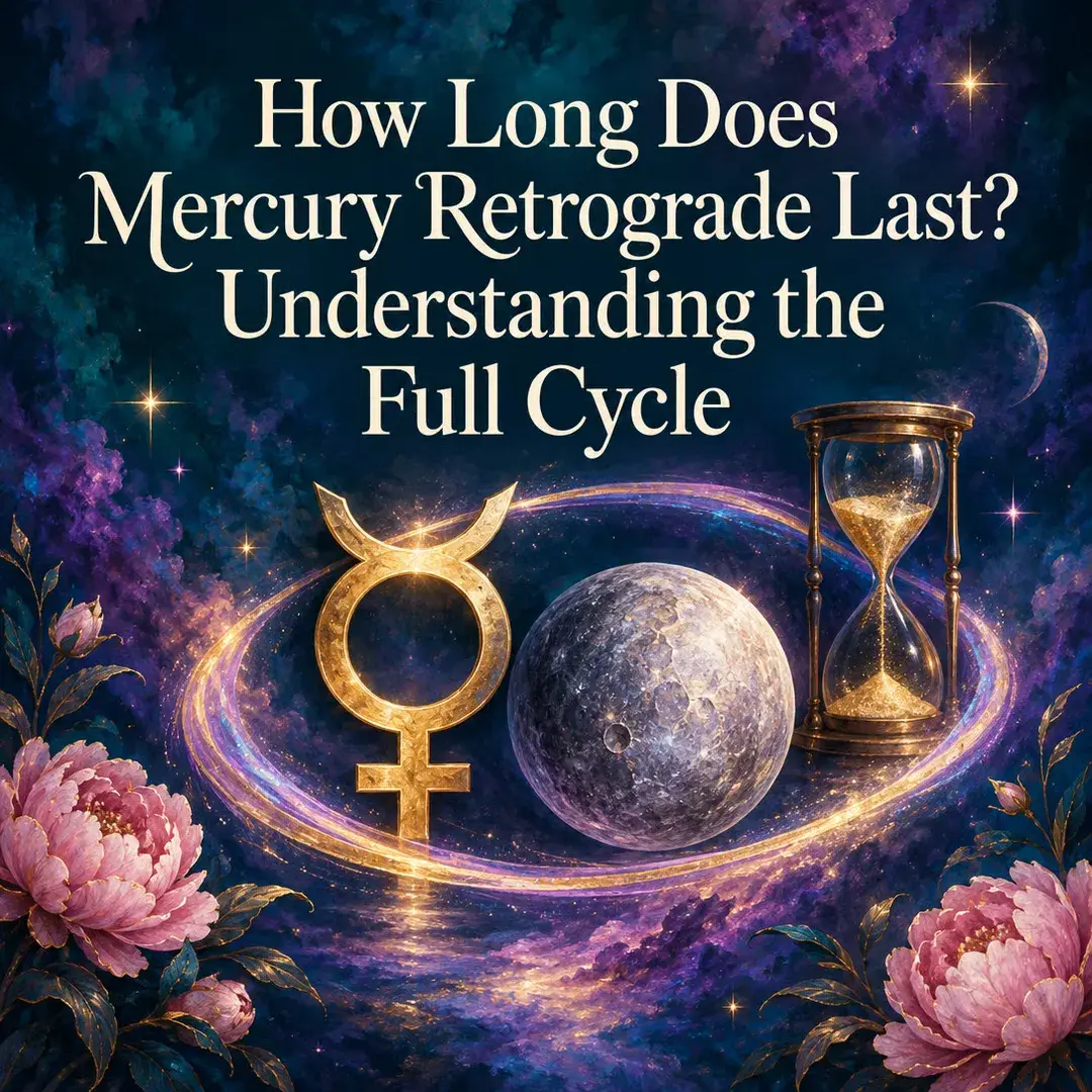 Gold Mercury symbol, planet and hourglass in a ring of light