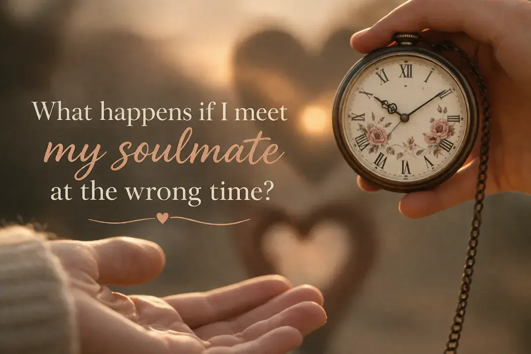 Pocket watch and open hand representing love timing and emotional connection when meeting your soulmate at the wrong time