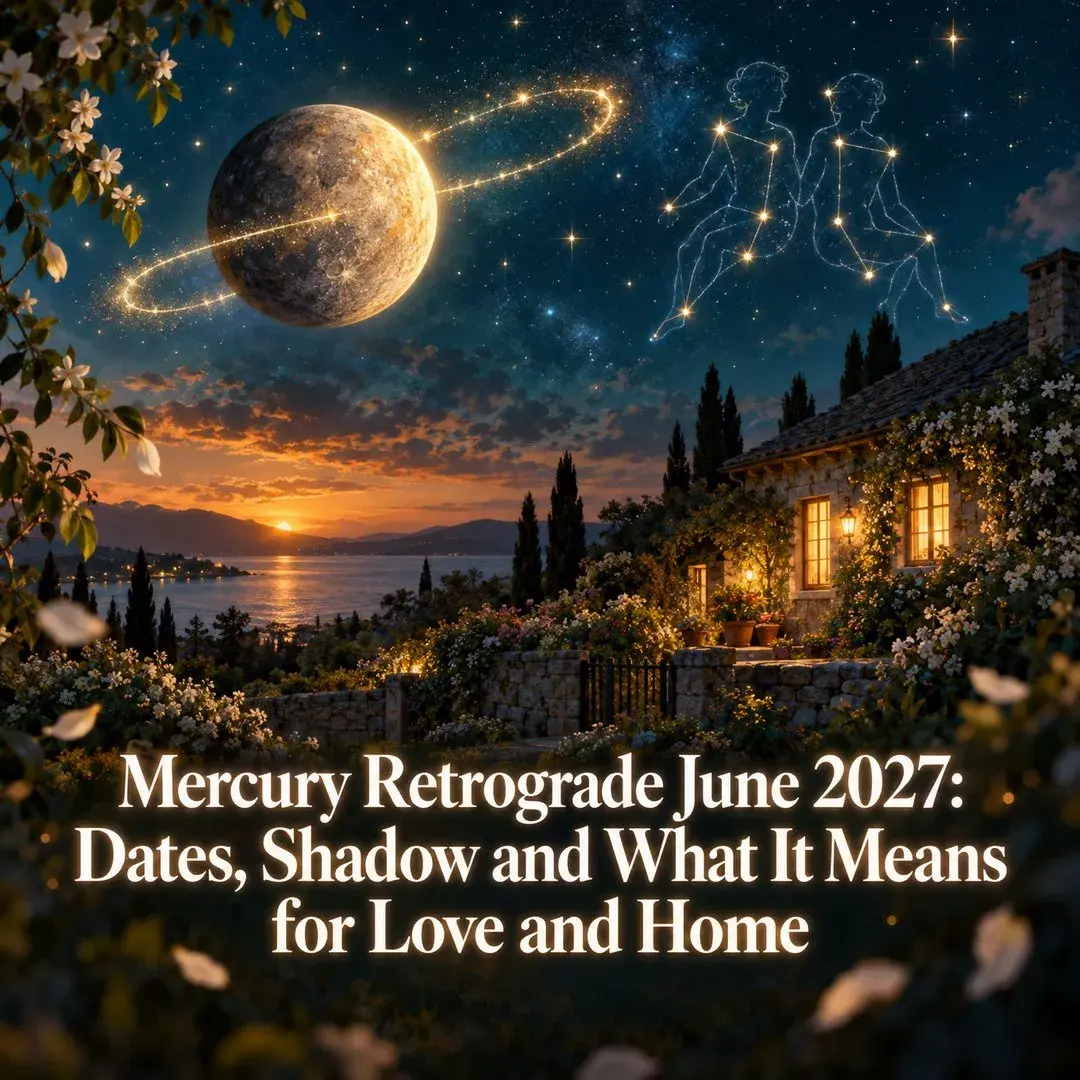 Mercury above a cottage at summer twilight