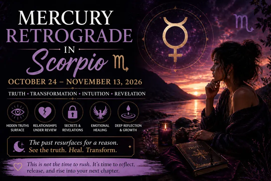 Mercury Retrograde October November 2026 in Scorpio showing emotional intensity, relationships, hidden truths, and transformation