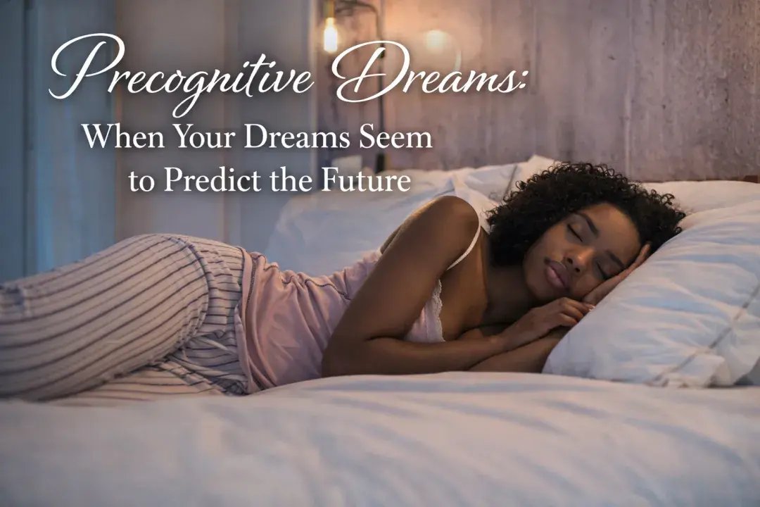 Woman peacefully sleeping in bed at night, representing a vivid dream that feels like it predicts the future