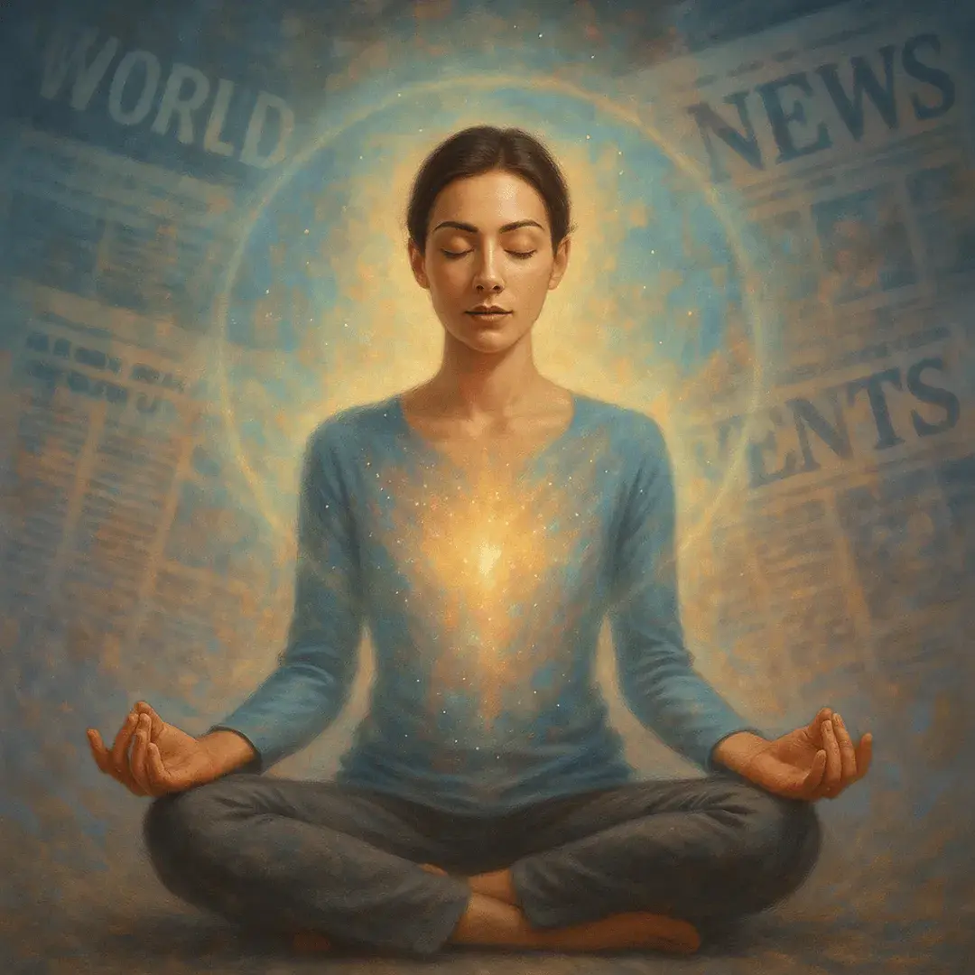 Protecting psychic energy from world events through meditation and inner calm.