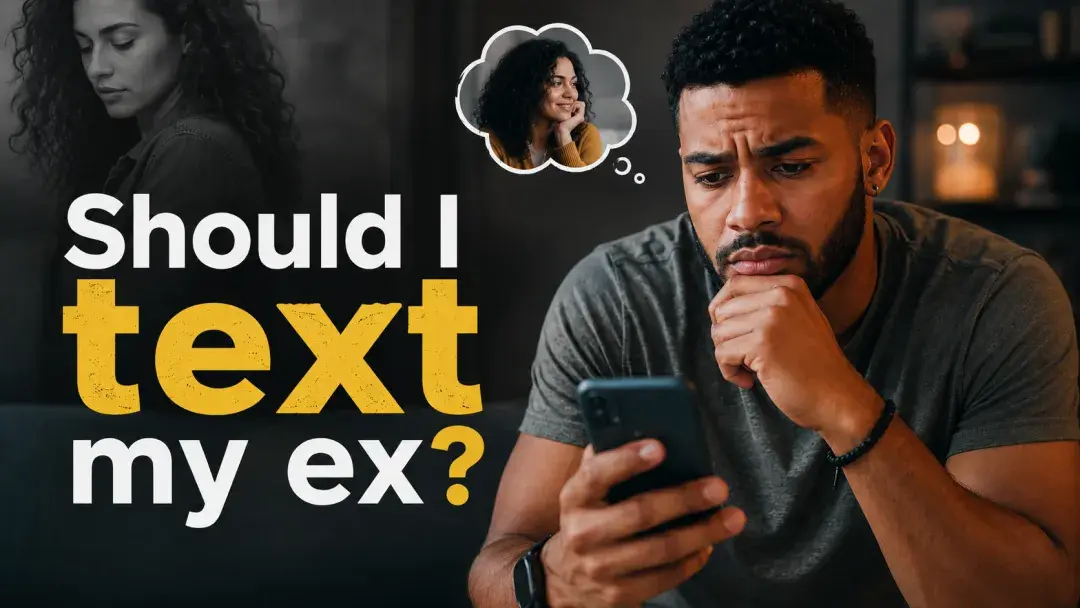 Thoughtful man looking at his phone and wondering whether he should text his ex.