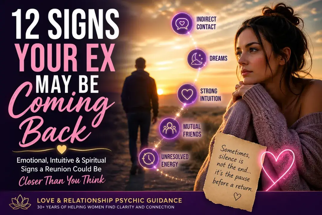 Woman reflecting on breakup at sunset with emotional and spiritual signs that your ex may be coming back