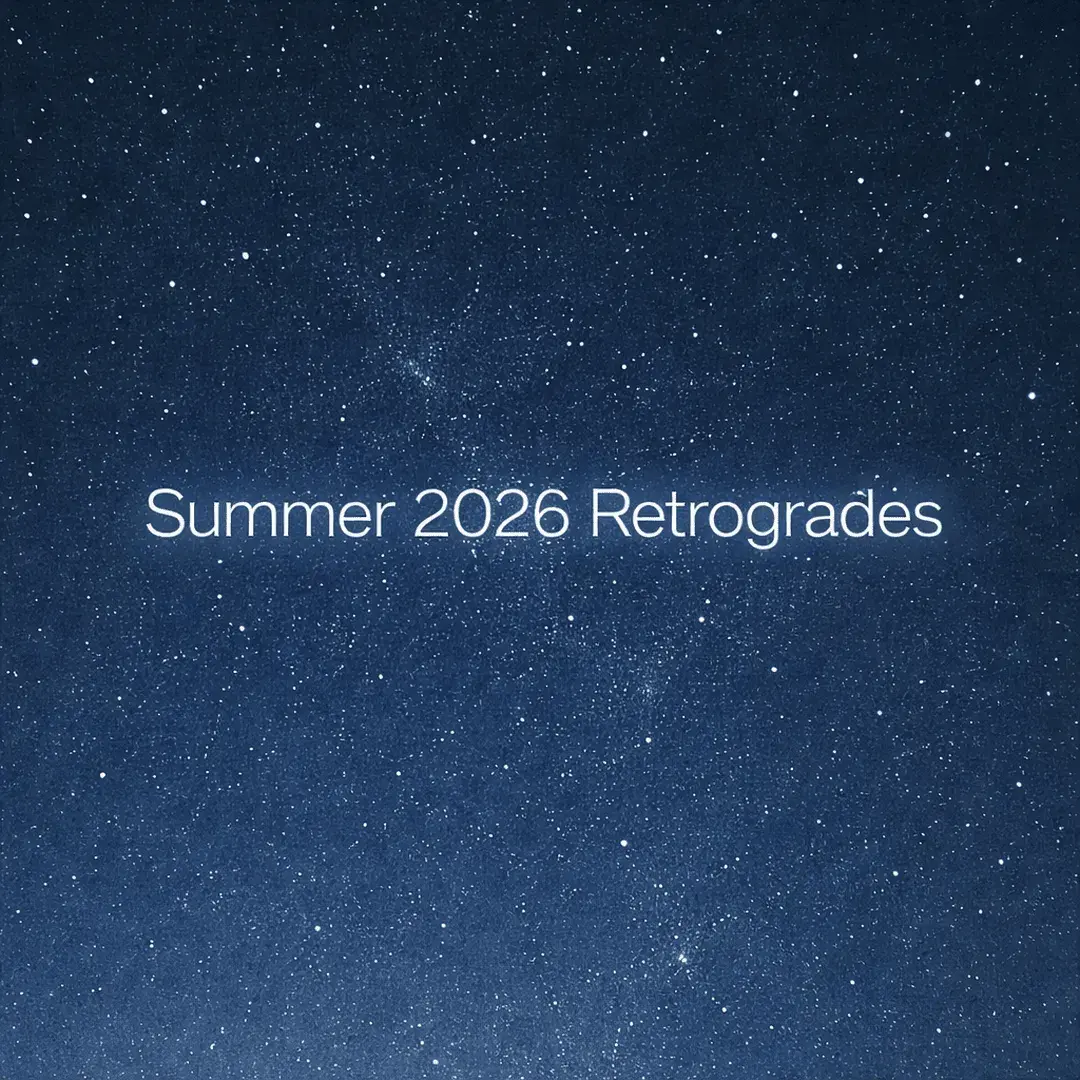 Summer 2026 retrogrades astrology energy with starry night sky representing emotional reflection and past relationships returning