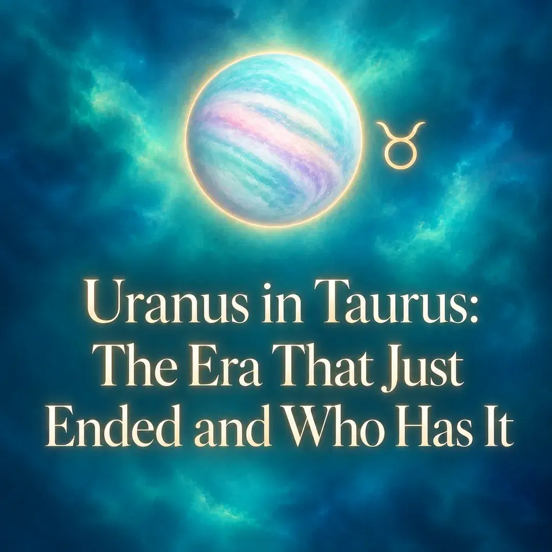 Uranus in Taurus with an aqua planet and Taurus symbol.