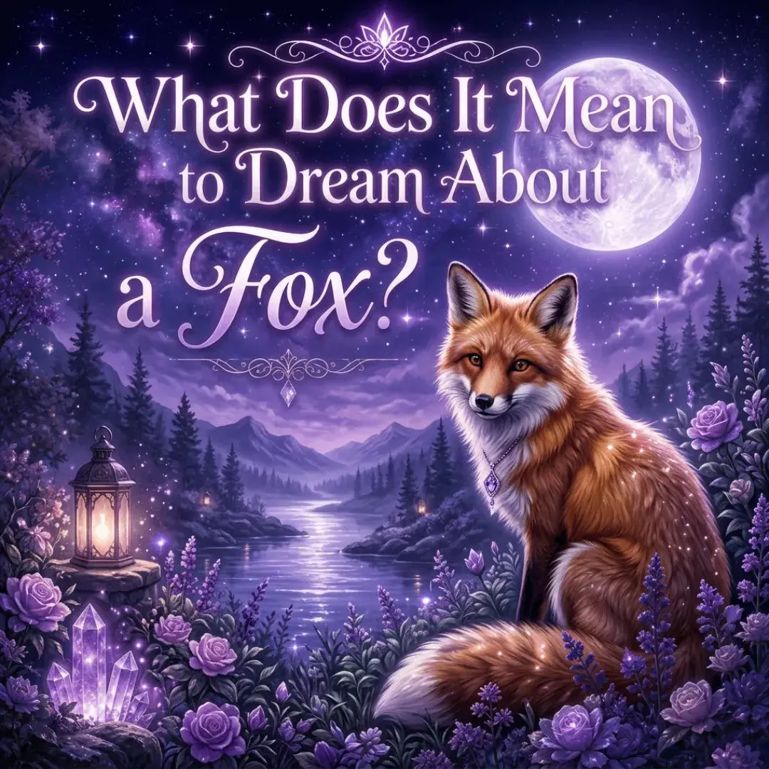Red fox sitting among lavender under a full moon