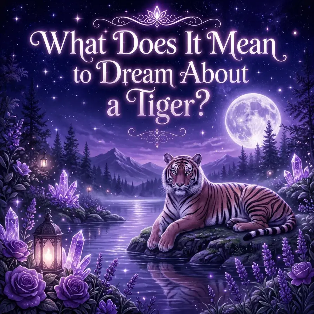 Calm tiger resting by a moonlit violet river
