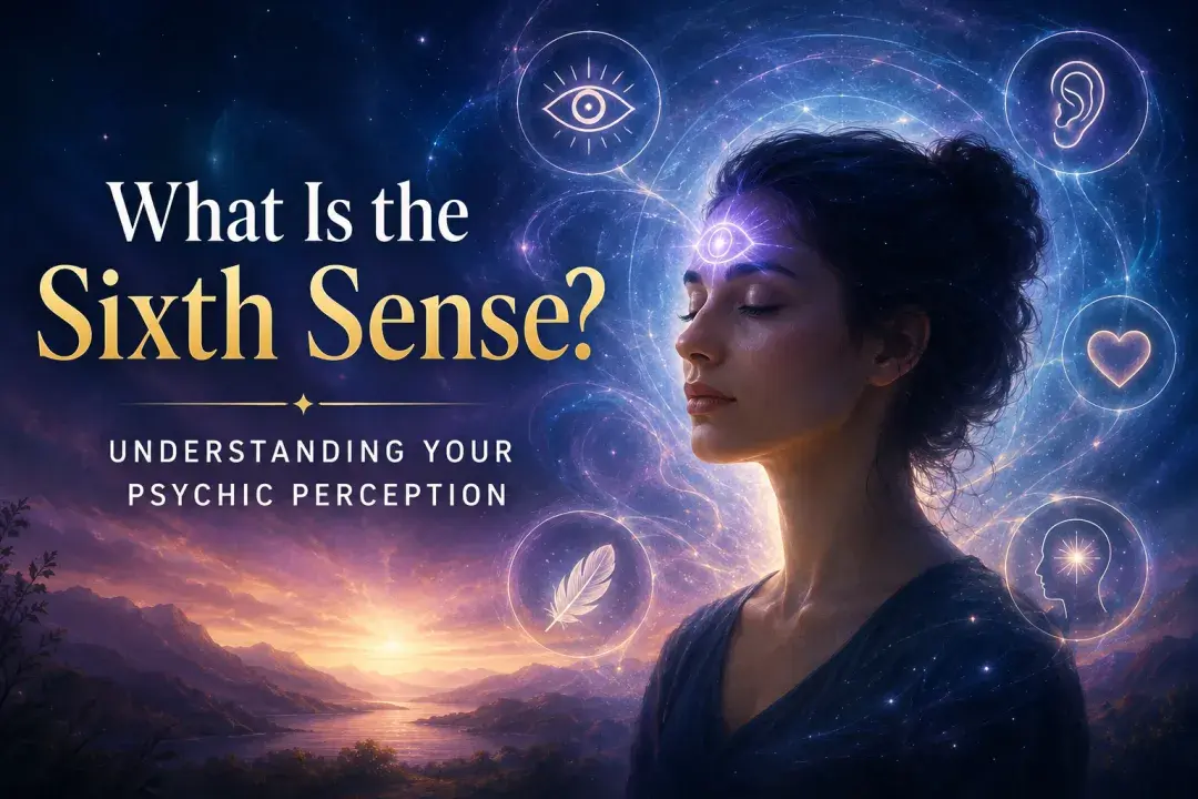 Woman with a glowing third eye representing the sixth sense and psychic perception.