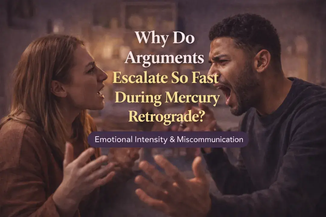 Couple arguing intensely face to face representing emotional conflict, miscommunication, and arguments escalating during Mercury Retrograde