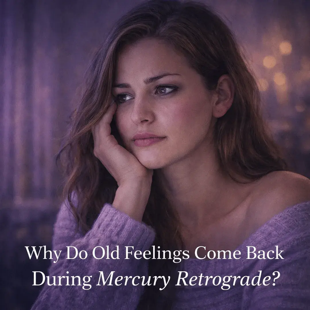 Woman looking emotional and reflective during Mercury Retrograde as old feelings and past relationship memories resurface