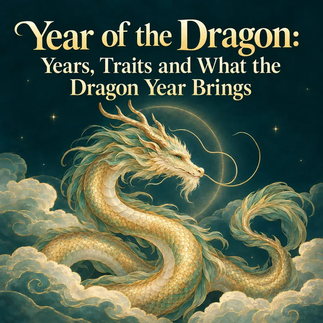 Golden Chinese dragon winding through teal clouds
