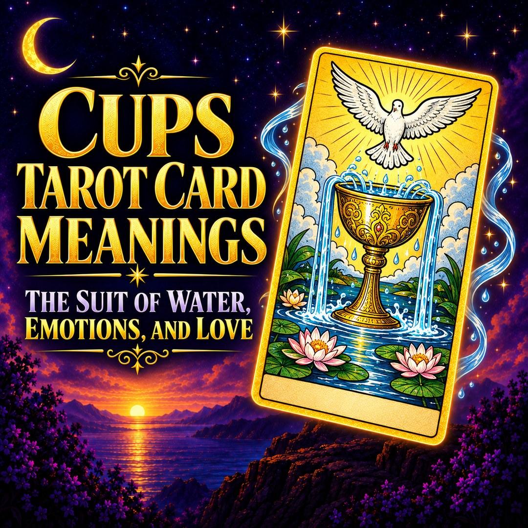 Cups tarot guide representing water, emotions, relationships, and love.