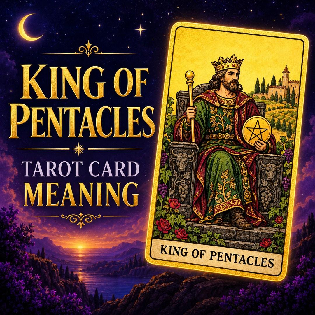 King of Pentacles tarot card showing prosperity, leadership, and lasting success.