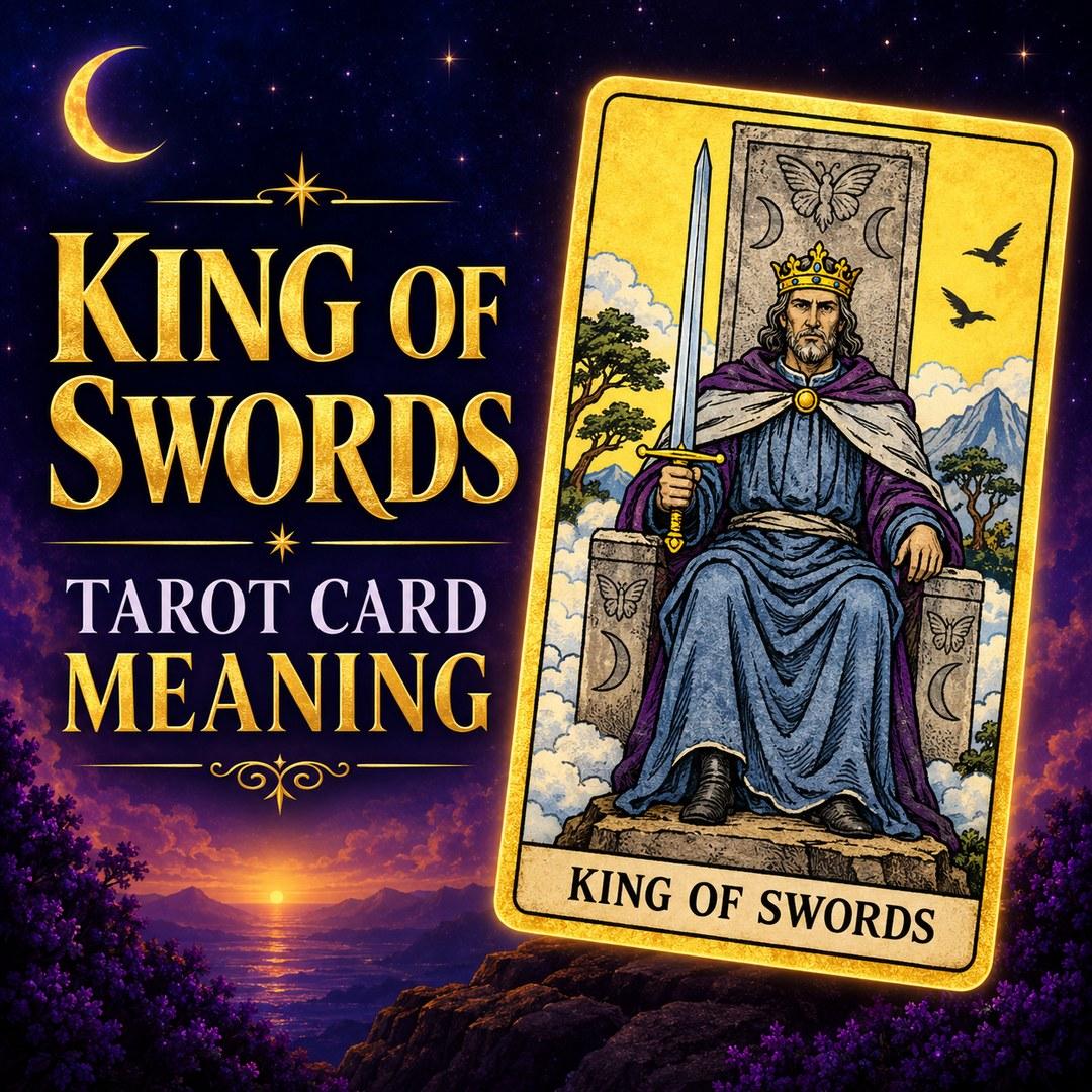 King of Swords tarot card showing authority, wisdom, and clear judgment.