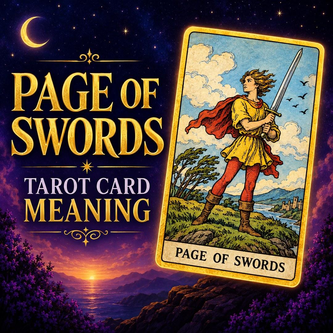 Page of Swords tarot card showing curiosity, vigilance, and new ideas.