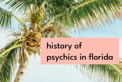 Palm tree with text "History of psychics in Florida"