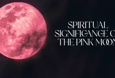 pink moon on black background with text "spiritual significance of the pink moon"
