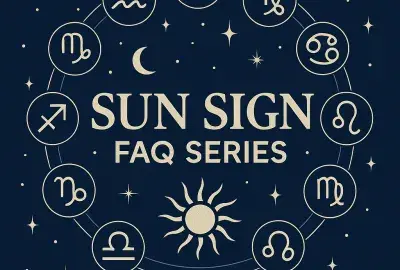 Zodiac wheel illustration with all 12 astrological sun signs in glowing gold, set against a cosmic starry background, promoting sun sign personality insights