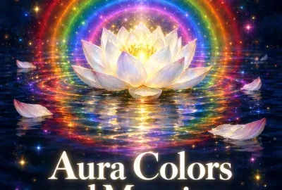 White lotus with rainbow aura rings