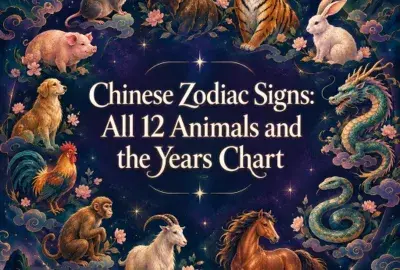 The twelve Chinese zodiac animals in a painted circle