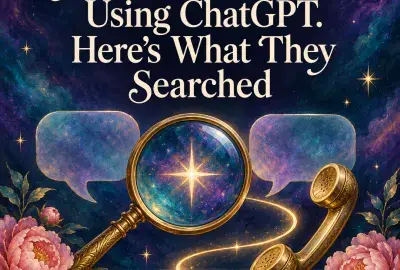 Gold magnifying glass and phone handset between two chat bubbles