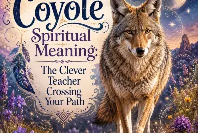 Coyote spiritual meaning illustration showing a coyote as a symbol of adaptability, intelligence, awareness, and learning from unexpected life lessons.