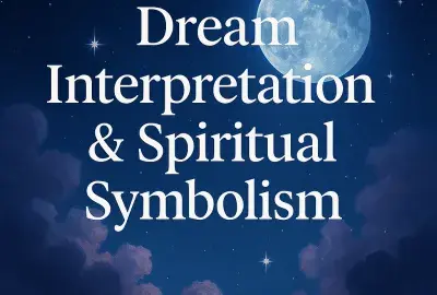 Moonlit sky with violet tones, feathers, and stars symbolizing dream interpretation, spiritual symbolism, and psychic meaning.